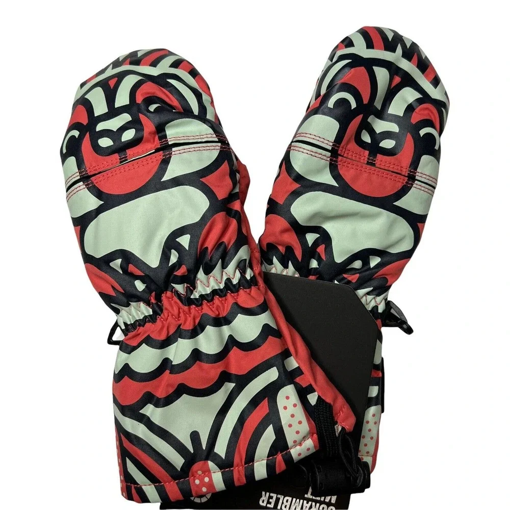 Dakine Kids Mittens - Red and Black Pattern